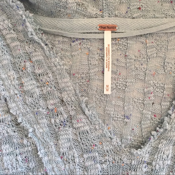 Free People Baja Babe Hooded Hacci Sweater L Blue Oversized Pullover Beachy, M - Picture 11 of 12